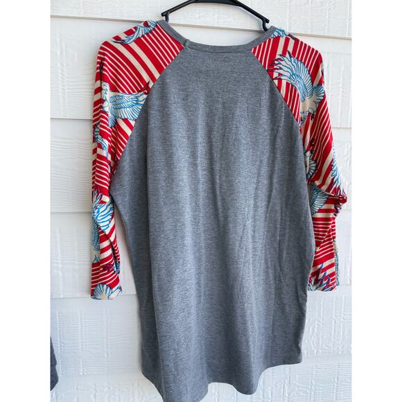 Lularoe Americana Randy  raglan tee Large - Picture 2 of 6